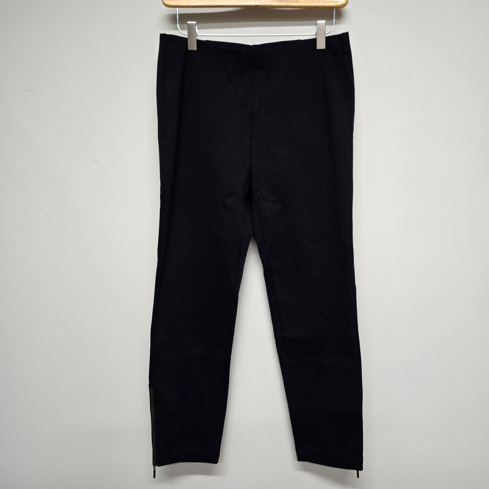 Eileen Fisher Ankle Zip Slim Pants Womens PS Black Rayon Blend Stretch Office